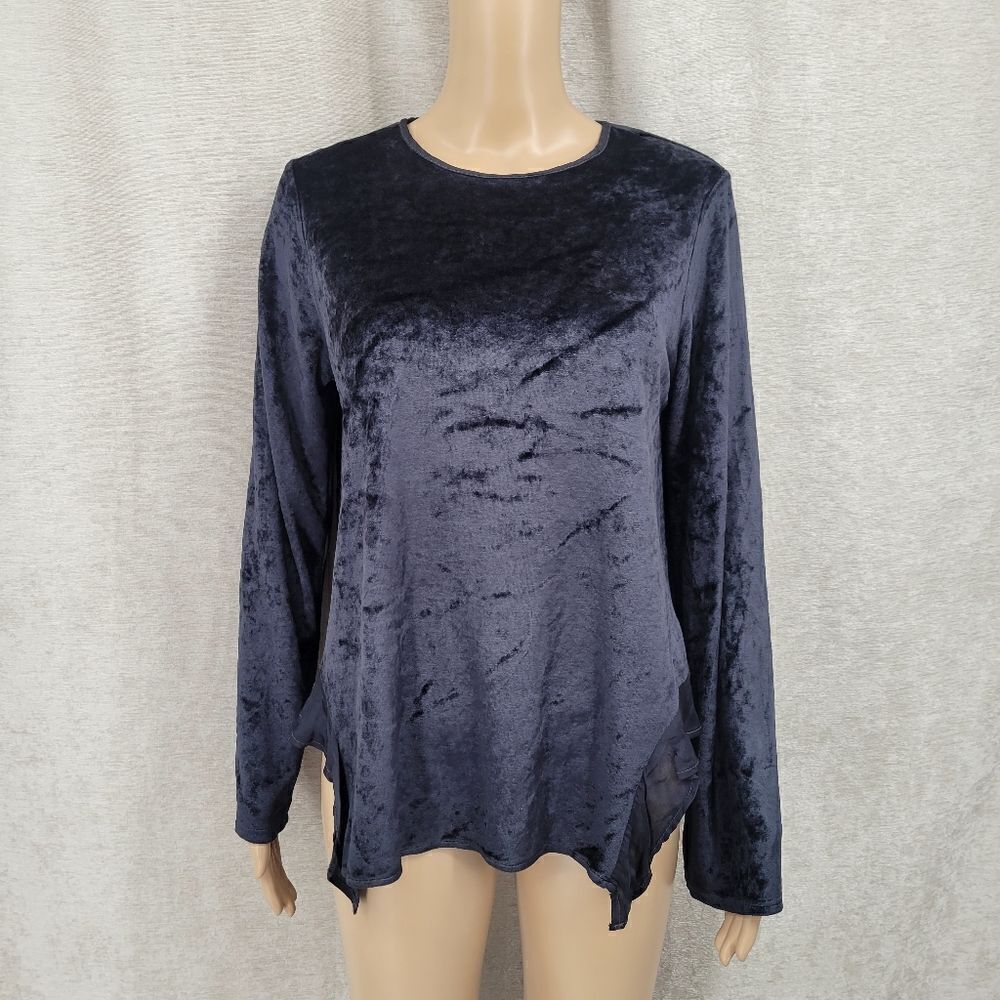 Stark X Velvet Velour Top with Shark Bite Sides Women's Size Medium Charcoal